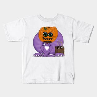 Boo-Boo Pumpkin Head, Trick or Treat Kitty Kids T-Shirt